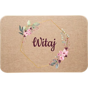 Lněná rohožka před dveře s barevným potiskem Vítejte