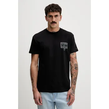 Pánské oblečení Bavlněné tričko Tommy Jeans DM0DM22319 černá 99X, vel. XL