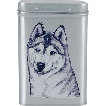 Dóza na potraviny Plechová dóza s obrázkem psa plemene sibiřský husky