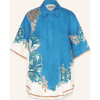 Dámská halenka Alémais Dámská Lněná Košile Luda, modrá / tmavě oranžová /...