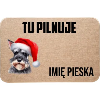 Rohožka VÁNOČNÍ LNOVÁ VSTUPNÍ ROHOŽKA TADY HLÍDÁ + JMÉNO knírač