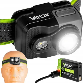Svítilna ČELOVKA LED AKUMULÁTOROVÁ ČELOVÁ SVÍTILNA USB-C LEHKÁ ZOOM 800lm PRO VAYOX