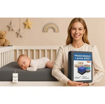 Prostěradlo PROSTĚRADLO JERSEY S GUMOU 100X180 100% BAVLNA POLSKÉ TMAVĚ ŠEDÁ