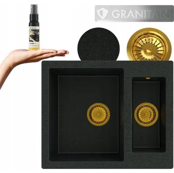 Granitový dřez Dřez granitový 1,5 komorový Granitan KOS černý