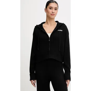 Pánská mikina Mikina s příměsí vlny Guess FLAMINIA černá barva, s kapucí, hladká, V5BR05 Z3JD2 V5BR05.Z3JD2 99X, vel. XS