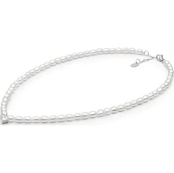Náhrdelník Gaura Pearls Perlový náhrdelník se zirkonem - stříbro 925/1000, sladkovodní perla 224-87 38 cm + 3 cm (prodloužení) Bílá