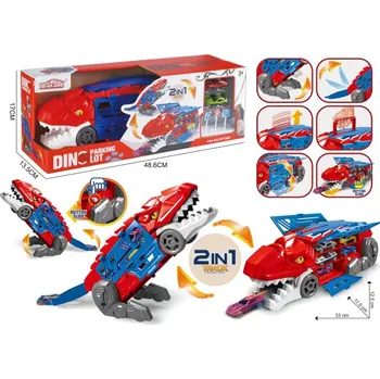 autíčko Transformující se dinosaurus 2v1 garáž s katapultem