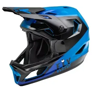 Helma na motorku CYKLO PŘILBA RAYCE, FLY RACING - USA (ČERNÁ/MODRÁ)