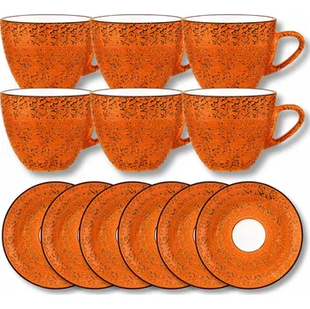 Šálek 300 ml s podšálkem 15 cm Wilmax porcelán oranžový set