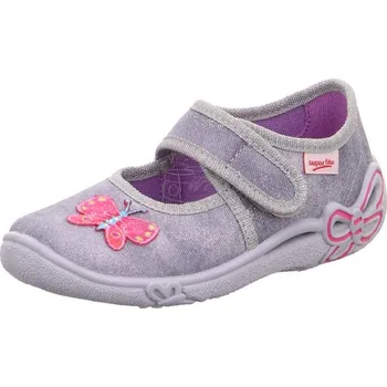 Dívčí bačkory Superfit Belinda 0-800288-0600 – dívčí bačkory s motivem motýla a pružnou podrážkou Velikost: 33