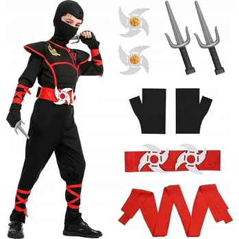 Karnevalový kostým KOSTÝM PŘEVLEK NINJA DÝKY SHURIKEN VELIKOST L 130-140