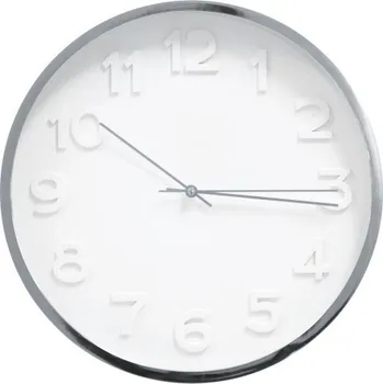 Hodiny Hodiny d30cm, chrom/bílé, kulaté nástěnné, plast