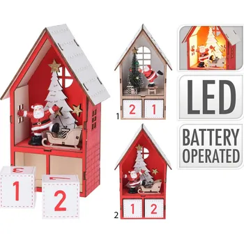 Vánoční dekorace H&S collection adventní kalendář domeček 23x14 cm