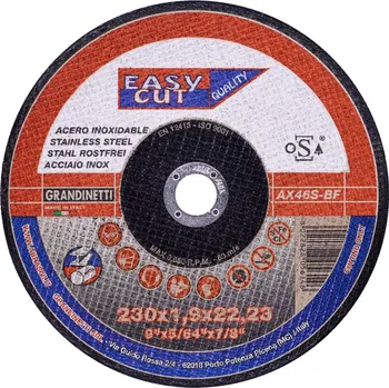 Řezný kotouč GRANDINETTI Kotouč řezný na nerez/ocel AX40S | 230x1,9x22,2 mm