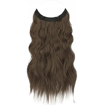 Příčesek FESHFEN Syntetické vlnité prodloužení vlasů 50 cm Tmavě hnědá a Karamel