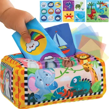 Úložný box Senzorický box s barevnými kapesníky a zvířátky