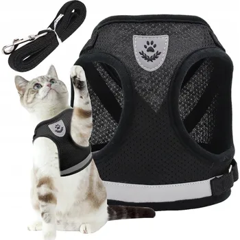 Vodítko pro psa PROCHÁZKOVÉ POPRUHY nastavitelné beztlakové pro kočky psa ODRAZKA + VODÍTKO - S