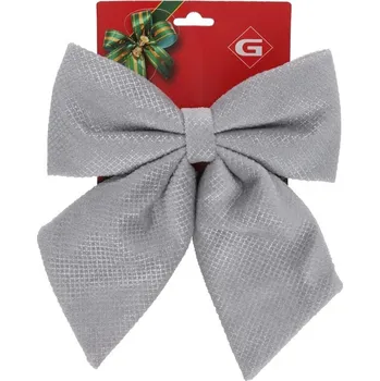 Stuha Euro Habitat Velká mašle stříbrná 22×30 cm, vánoční ozdoba