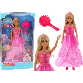 Panenka Panenka Anlily Mořská panna Princezna Růžové šaty Kartáč