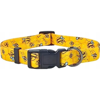 Obojek pro psa OBROŽA PRO PSA VELIKOST M ŽLUTÁ SE VČELKAMI
