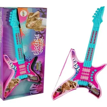 Hudební nástroj pro děti Elektrická kytara se světly a zvuky Růžová 62 cm