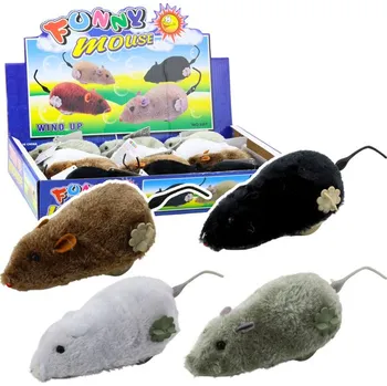 Hračka pro kočku Natahovací chlupatá myš jezdící interaktivní mix