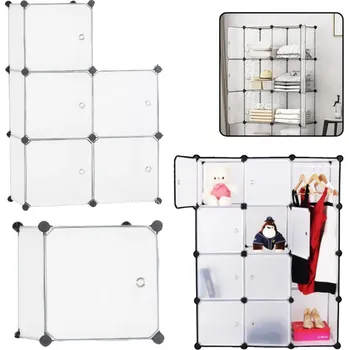 Botník Modulární regál na boty, příslušenství, 5 přihrádek, transparentní