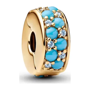 Korálek Prosperk Korálek na náramek zlatý a modrými kamínky