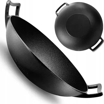 Pánev LITINOVÁ PÁNEV WOK 36CM VELKÁ NA INDUKCI, SPORÁK, OHNIŠTĚ - LITINOVÝ WOK