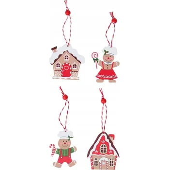 Vánoční dekorace 12 KS DŘEVĚNÉ OZDOBY ZÁVĚSKY NA VÁNOČNÍ STROMEK VÁNOČNÍ