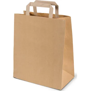 Obraz Papírové tašky s plochým uchem 220x100x285 mm 10 kusů hnědá šedá taška