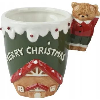 Vánoční hrnek z dolomitu, ozdobné ucho, velký, červeno-bílý, 350 ml 1 Ks