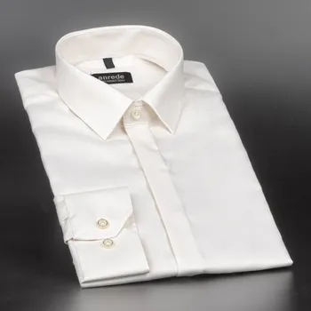 Pánská košile Luxusní pánská košile ANREDE Šohaj Strážnice, ecru s rypsovým vzorem 7070 ES, dlouhý rukáv, slim fit, vel. 37