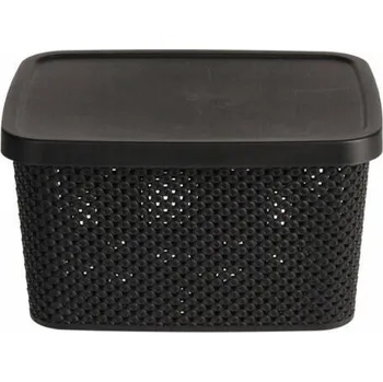 Dóza na potraviny PLASTOVÁ NÁDOBA S VÍKEM, PROVZDUŠNĚNÁ ČERNÁ 7l, UZAVÍRATELNÁ KRABIČKA 28x22