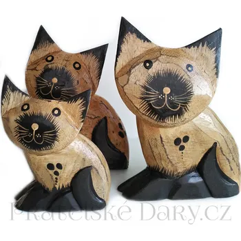 Kočka sada 3ks/ Dřevo 10 - 20 cm