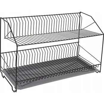 Odkapávač na nádobí Odkapávač na nádobí s odkapávací miskou, 2patrový, 60 cm, černý