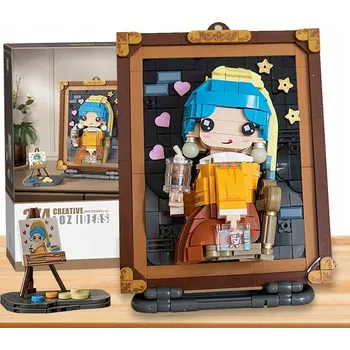 ostatní stavebnice DÍVKA S PERLOVÝMI NÁUŠNICEMI STAVEBNÍ STAVEBNICE 676 EL 3D HRAČKA