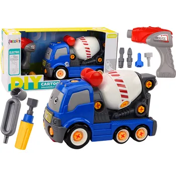 autíčko Nákladní auto Míchačka Kreslené ke kroucení DIY Modrá