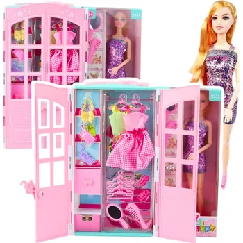 Panenka Sada Panenka Se Skříní Příslušenství Oblečení Móda Převleky Pro Holčičky