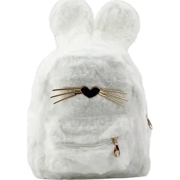 Dětský batoh Dětský plyšový chlupatý batoh Uši Nos Vousy Králík Bílý 3L 22cm