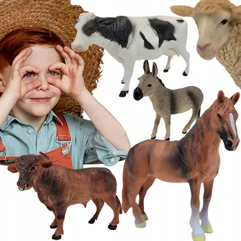 Figurka DOMÁCÍ ZVÍŘATA FIGURKY FARMA KŮŇ KRAVA OVCE OSEL BÝK KOZA CELÝ INVENTÁŘ