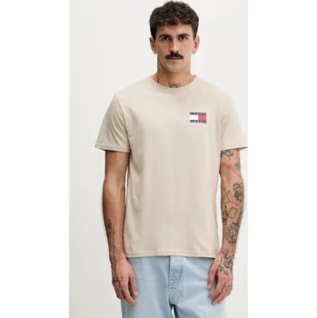 Pánské oblečení Bavlněné tričko Tommy Jeans DM0DM20740 béžová 08X, vel. L