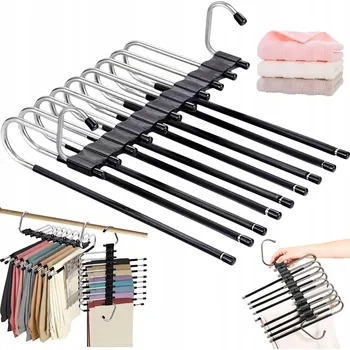 Věšák VĚŠÁK NA KALHOTY DO SKŘÍNĚ ŠATNÍKU RUČNÍKY NA 9 PÁRŮ UNIVERZÁLNÍ 2 KS