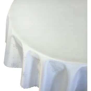 ubrus Ubrus Odolný Skvrnám Vánoční Sníh Tečky Bílý Kulatý prům. 120 cm