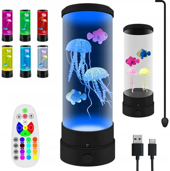 Lampička VELKÁ LÁVOVÁ LAMPA S MEDÚZAMI, LED STOLNÍ LAMPA, 17 BAREV + DÁLKOVÝ OVLADAČ