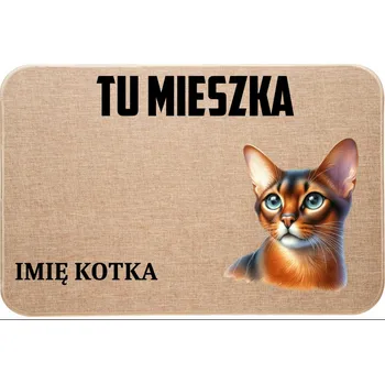 Rohožka LNĚNÁ VSTUPNÍ ROHOŽKA TADY BYDLÍ + JMÉNO KOČKY PERSONALIZACE