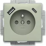 Zásuvka s USB nabíjením (USB-A + USB-C), bezšroubová, 5569T-A32357 243, ABB, Zoni®, olivová (ABB, Zoni®, olivová)