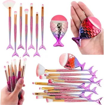 Kosmetický štětec Sada štětců na make-up Mořská panna fialovo-růžové 8ks