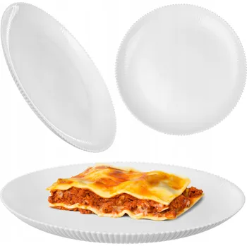 Talíř TALÍŘ HLUBOKÝ PLOCHÝ 26,5 cm SKLENĚNÝ VELKÝ KULATÝ SKLO PLOCHÝ S DRÁŽKAMI