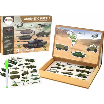 Hračka Sada vzdělávacích magnetických puzzle s motivem pozemní války